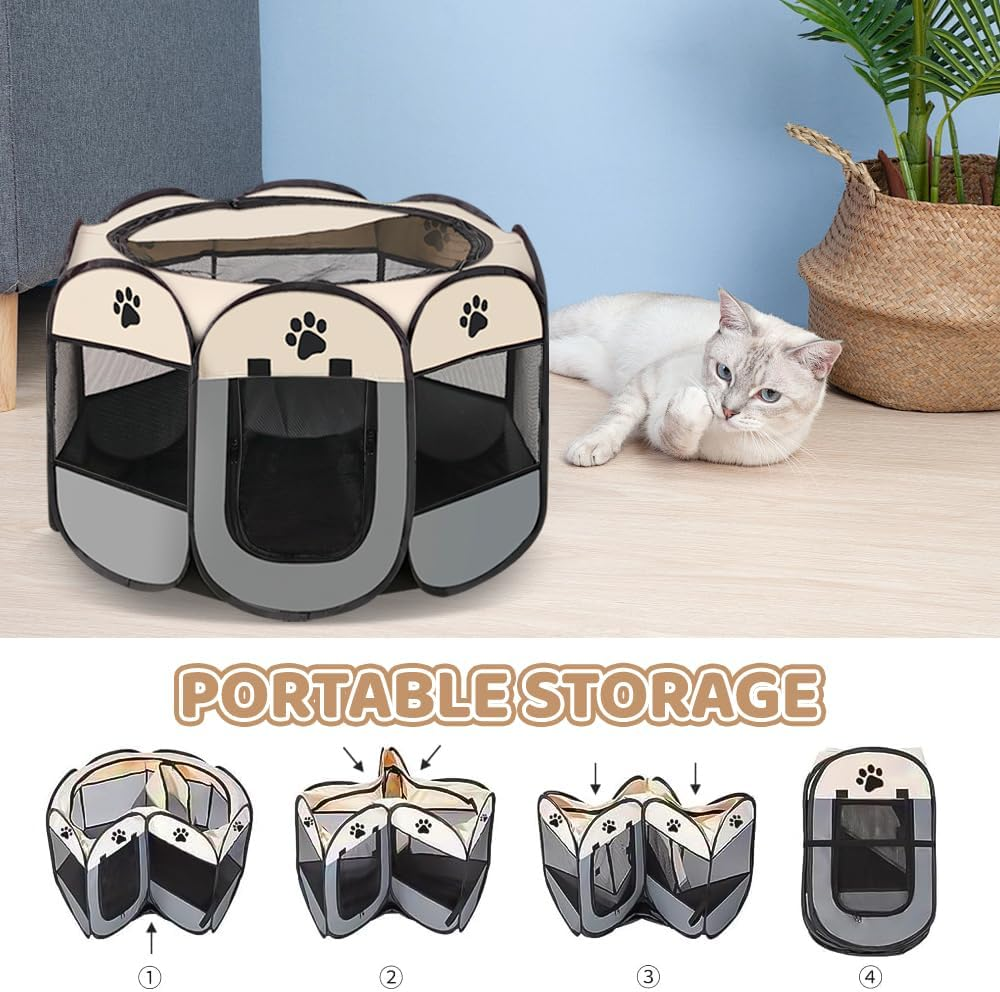 YANGUN Dog Playpen, Puppy Playpen, Pet Playpen, Foldable, Portable Playpen for Home, Dog Kennel, Playpen for Dogs, Cats, Rabbits, Small Animals, Indoor and Outdoor, 74 X 74 X 43 Cm image number 6