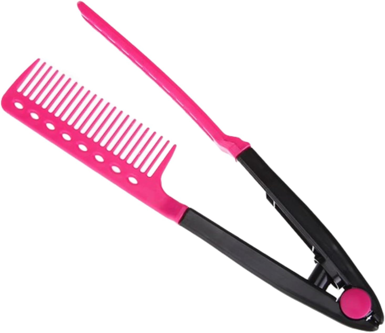 Hair Straightening Comb Haircut Anti-Static V Shape Comb Clip Clamp Hairdressing Styling Tools(Rose Red) image number 5