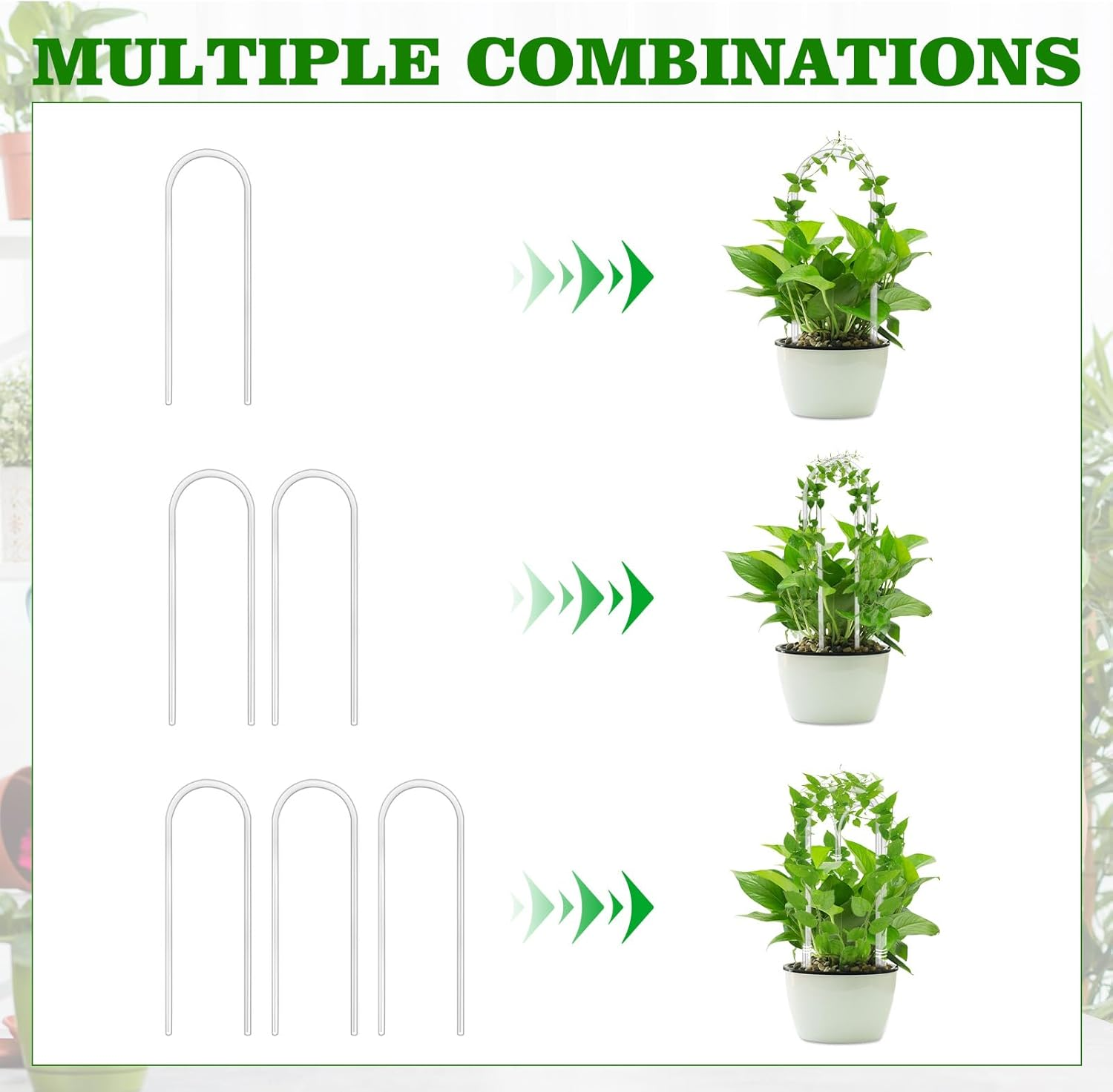 3 Pack U-Shaped Acrylic Plant Trellis, Indoor Potted Climbing Plants Support Stakes, 40Cm Small Plant Trellis, Garden Plant Support for Hoya, Ivy, Pothos, Houseplant image number 3