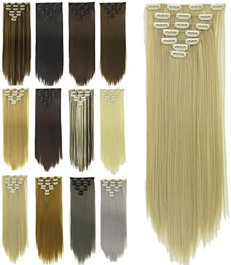 IMISSU 24 Inch 7PCS Set Long Straight Clip in Hair Extensions Natural Full Head Hair Extension Hairpiece for Women 120G (Piano Copper Mix Brown) image number 5