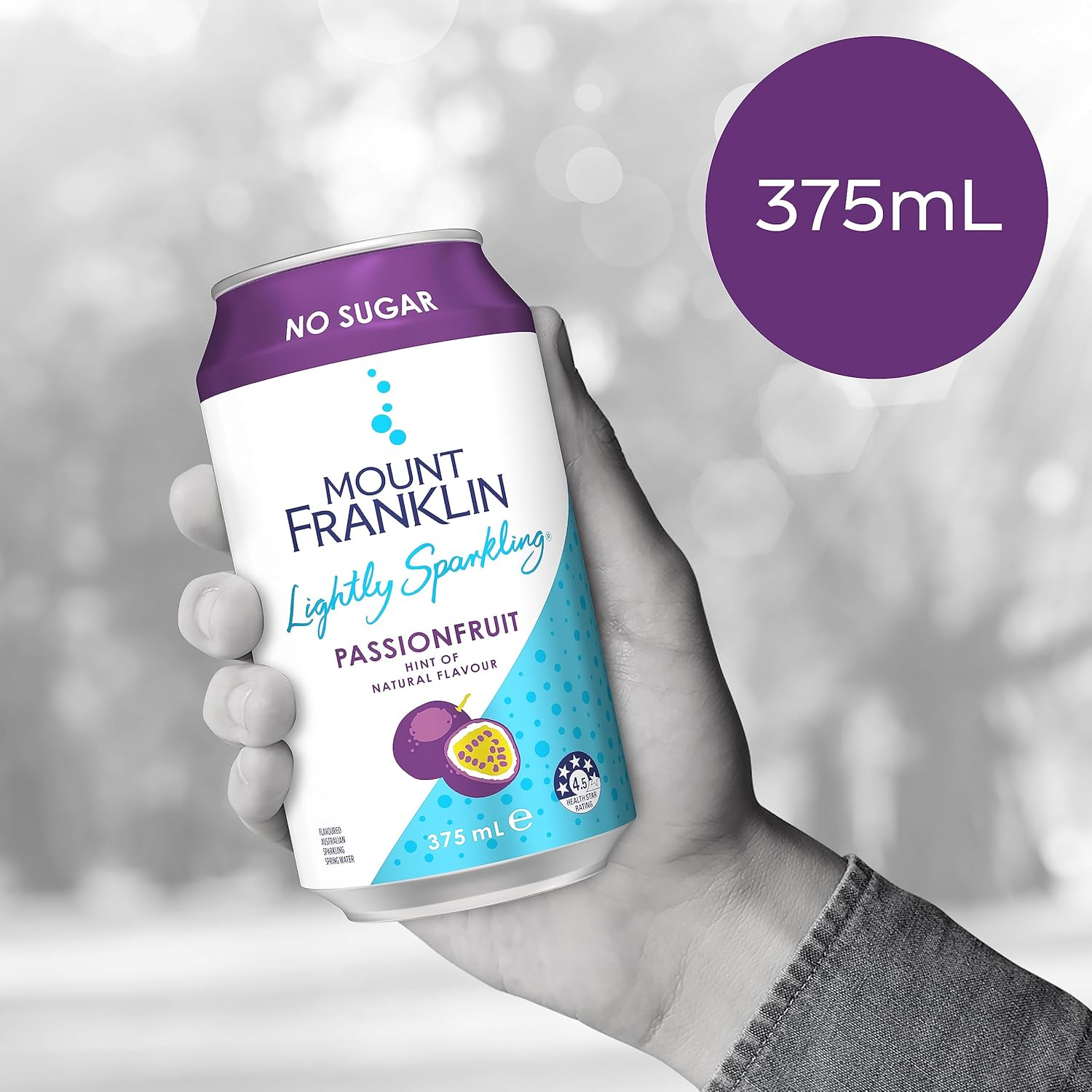 Mount Franklin Lightly Sparkling Water Passionfruit Multipack Cans 20 X 375Ml image number 1