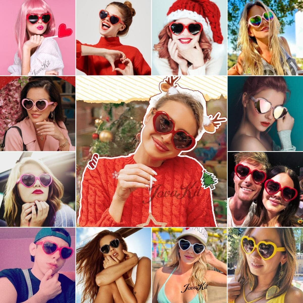 JOVAKIT Polarized Heart Shaped Sunglasses for Women Vintage Fashion Lovely Retro Oversized Eyeglasses UV400 Protection Lens