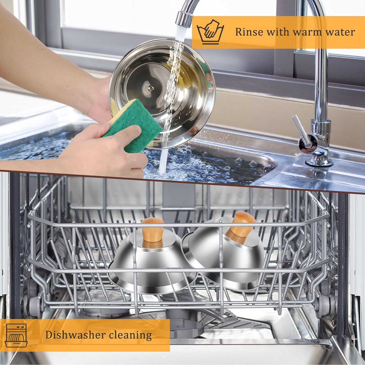 4 Pcs Burger Cover, round Basting Cover, Cheese Melting Dome with Bamboo Handle, Stainless Steel Burger Cover, Grill Accessory, Dishwasher Safe Steaming Cover for Cooking Hamburgers Steaks Bacon