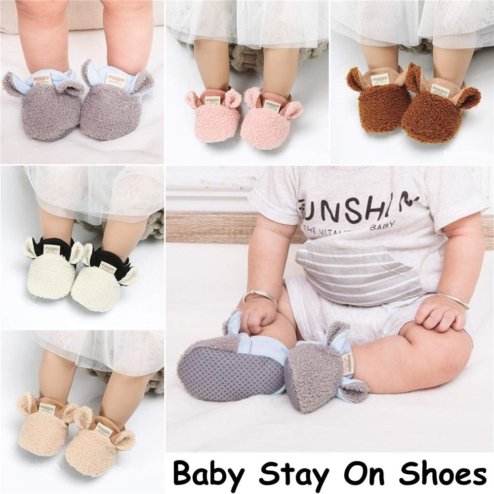 LAFEGEN Baby Booties for Boys Girls with Soft Lining Non Slip Gripper Newborn Infant Slipper Socks Toddler First Walker Crib Shoes 0-18 Months image number 1