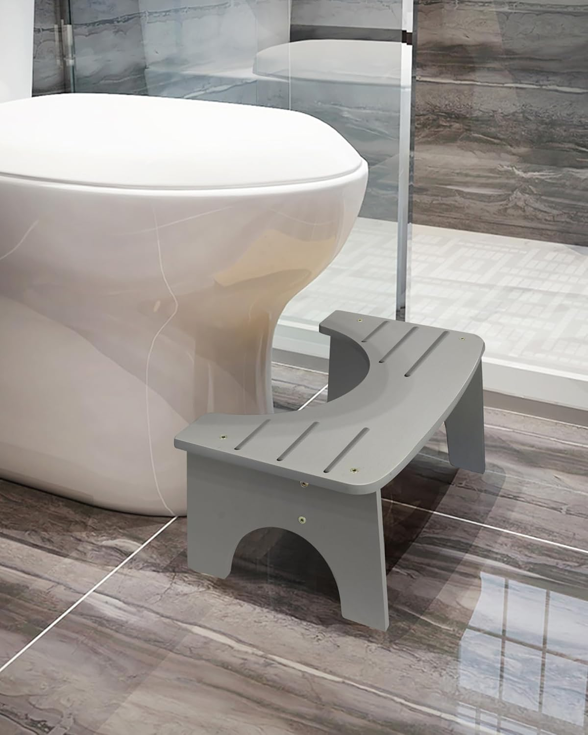 Bamboo Toilet Stool - 6.5 Inch Non-Slip Squat Stool for Adults and Kids, Portable Bathroom Foot Support, Easy to Use and Clean, Helps Improve Potty Posture and Comfort