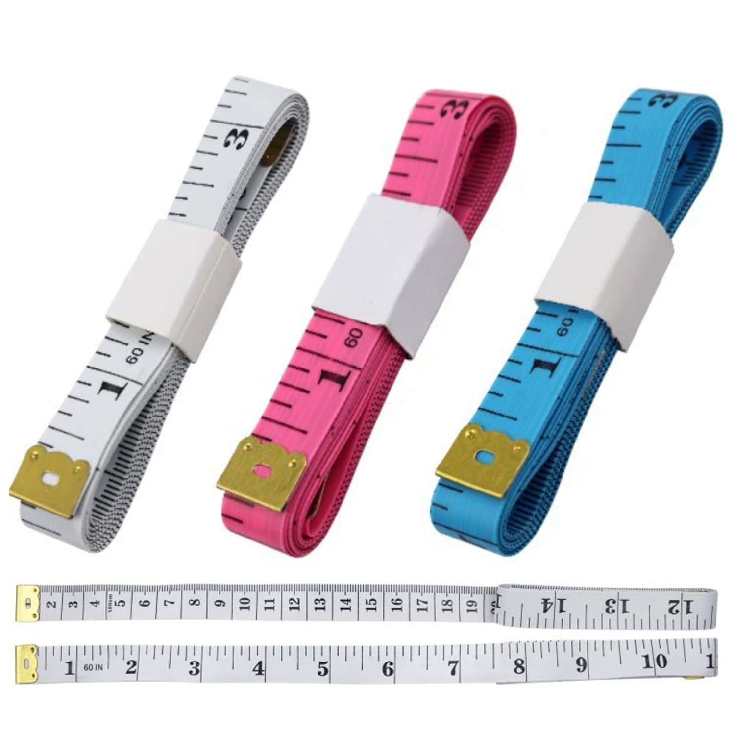 Body Measuring Tape, 3 PCS Dual Sided Soft Tape for Body Sewing Fabric Tailor, 60Inch/150Cm, 3 Colors image number 2