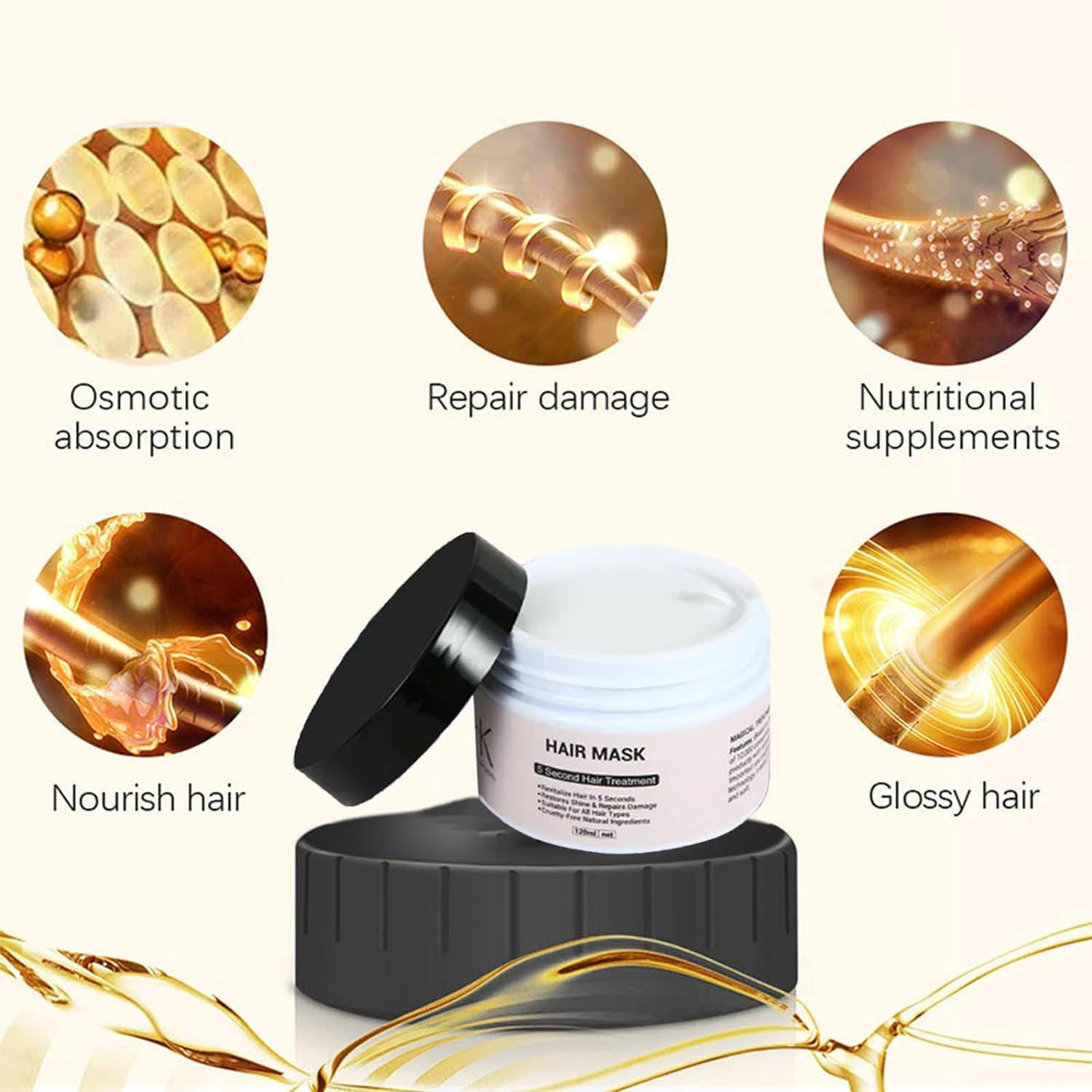 2Pcs Heykeratin 5 Seconds Magical Hair Treatment,Pure Keratin Repair Hair Mask,Instant Magical Hair Treatment for Dry Damaged Hair image number 2