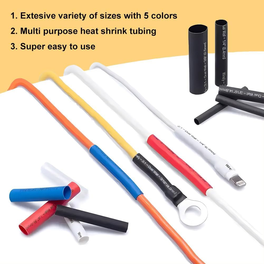 750 Pcs Heat Shrink Tubing Kit,2:1 Ratio Waterproof Wire Shrink Wrap Tubing,6 Colors 12 Sizes,Electrical Wire Heat Shrink Wrap Tubing Kit, for Wire Cable Shrink Wraping Repair Insulation DIY image number 3