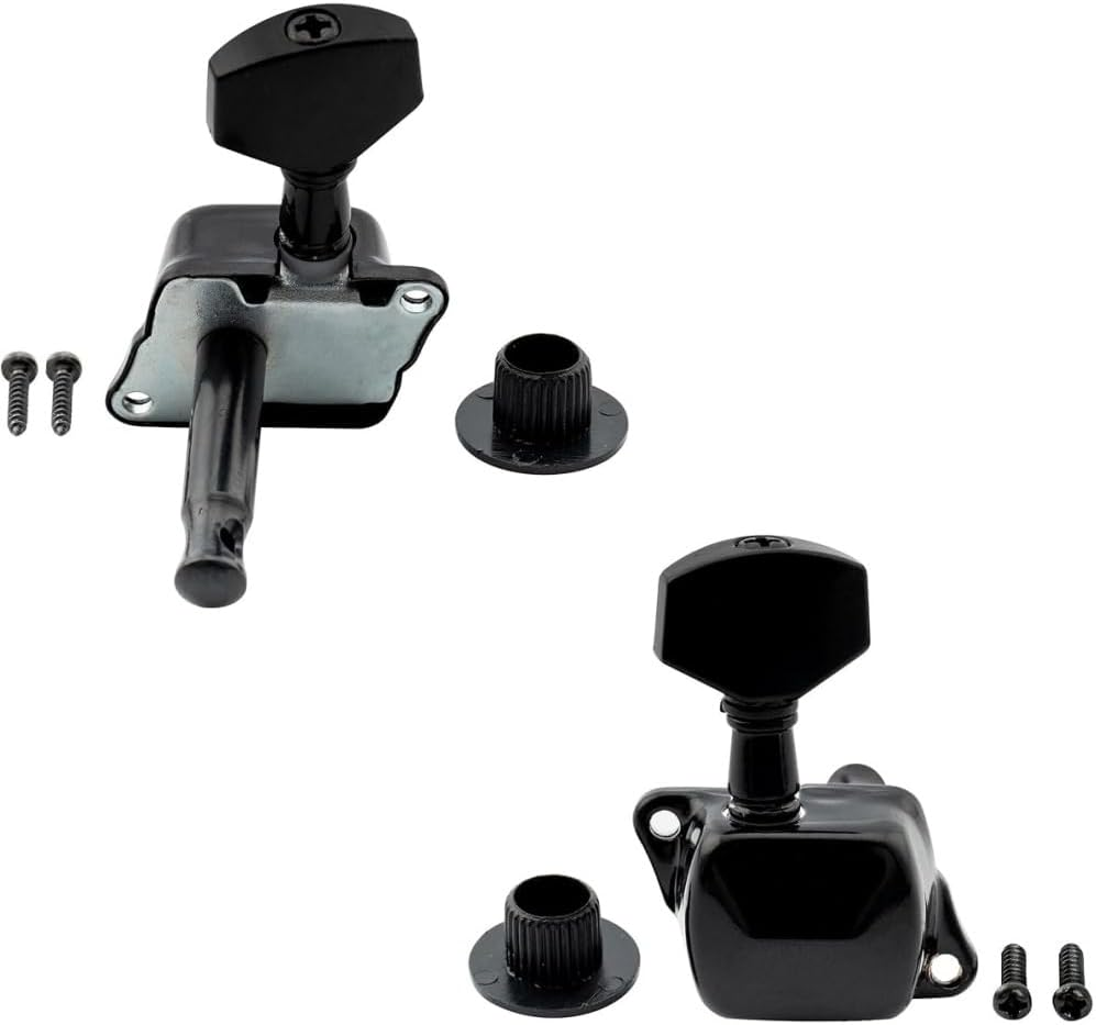 Jindizi 6 Pieces Semi-Closed Guitar String Tuning Pegs Tuner Machine Heads Knobs Tuning Keys for Acoustic or Electric Guitar（3L+3R /Black) image number 3