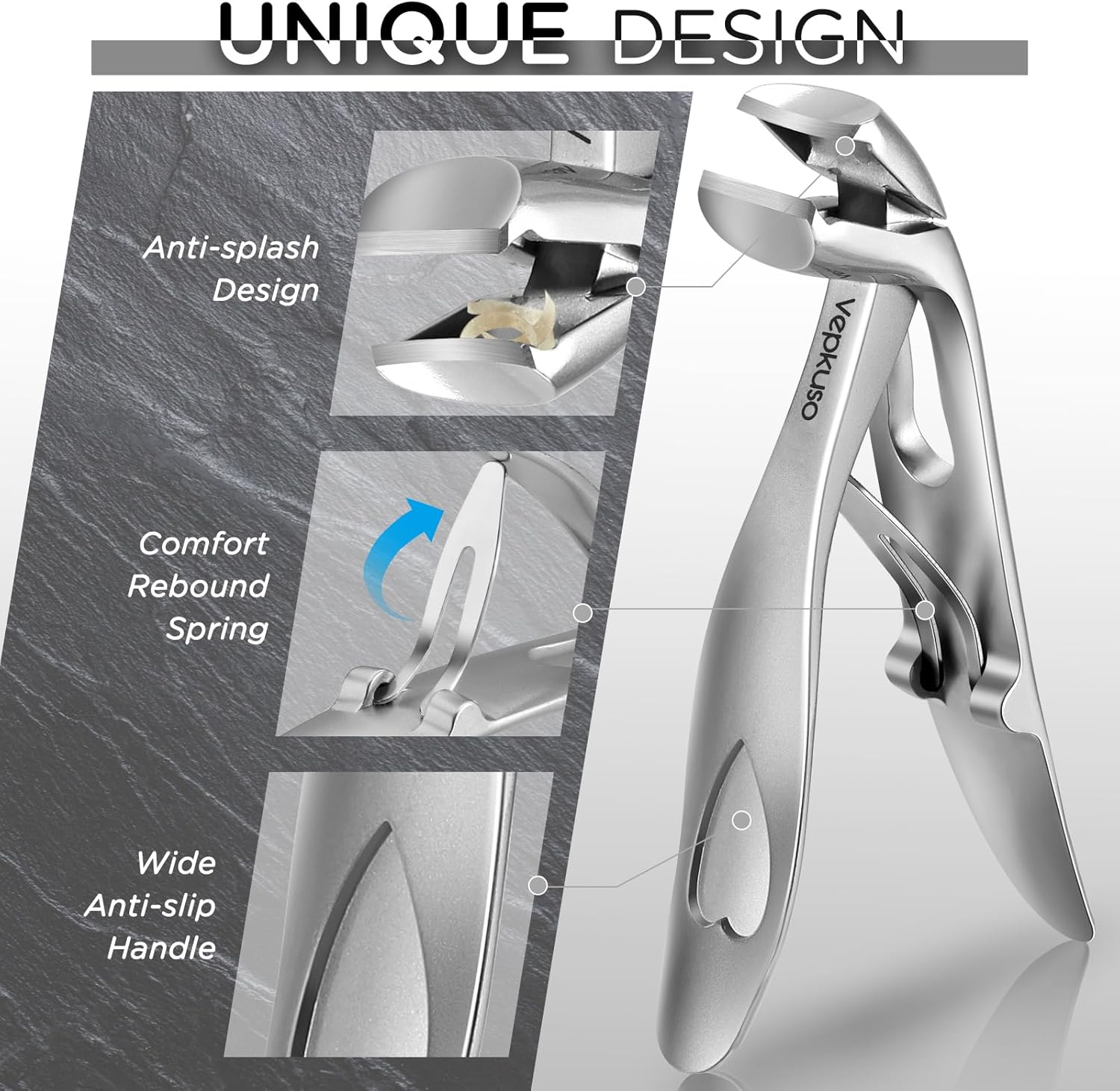 Nail Clippers for Seniors, Wide Jaw Fingernail Clippers and Angled Head Toenail Clippers for Thick Nail, Professional German Nail Clippers for Men, Women&Pregnant，Sliver image number 1