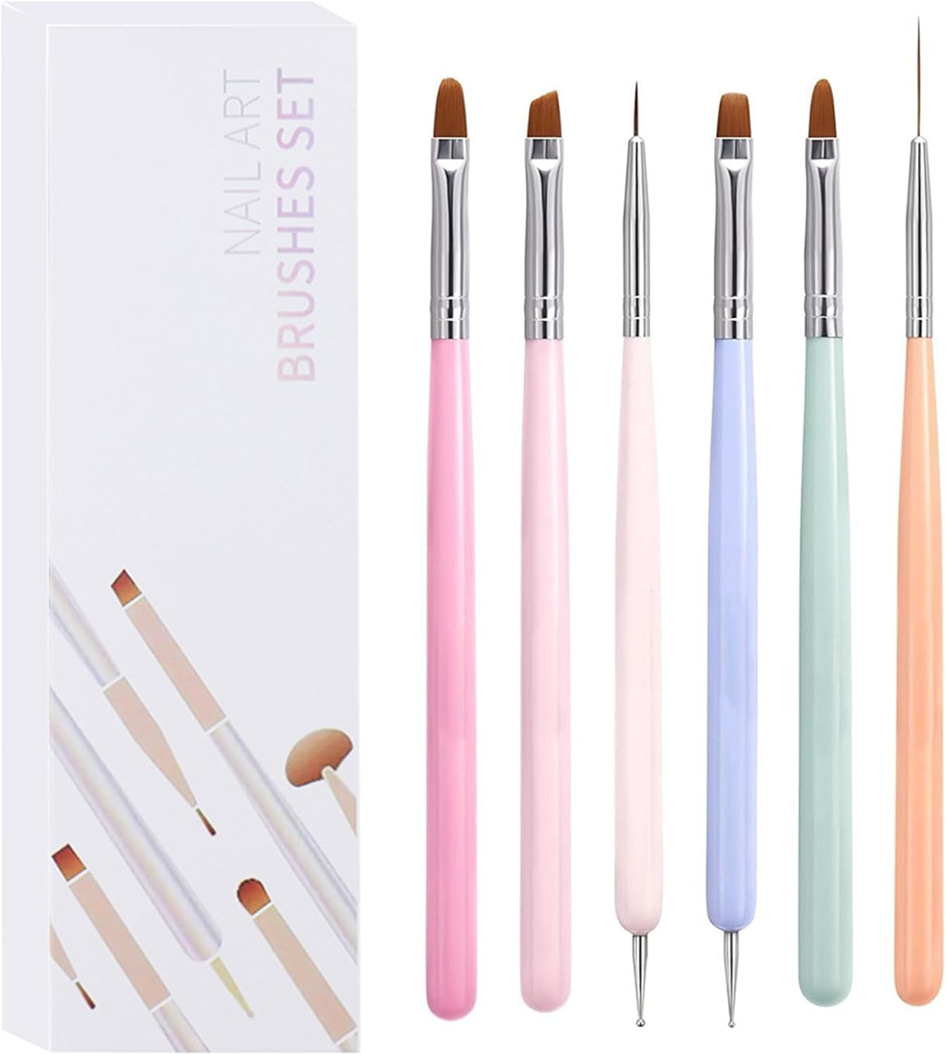 Xolixorium Nail Art Brushes Set Complete Nail Design Tools Including Extension Gel Brush Liner Brush Dotting Pen for Gel Polish Manicure Professional Salon and Home Use image number 1