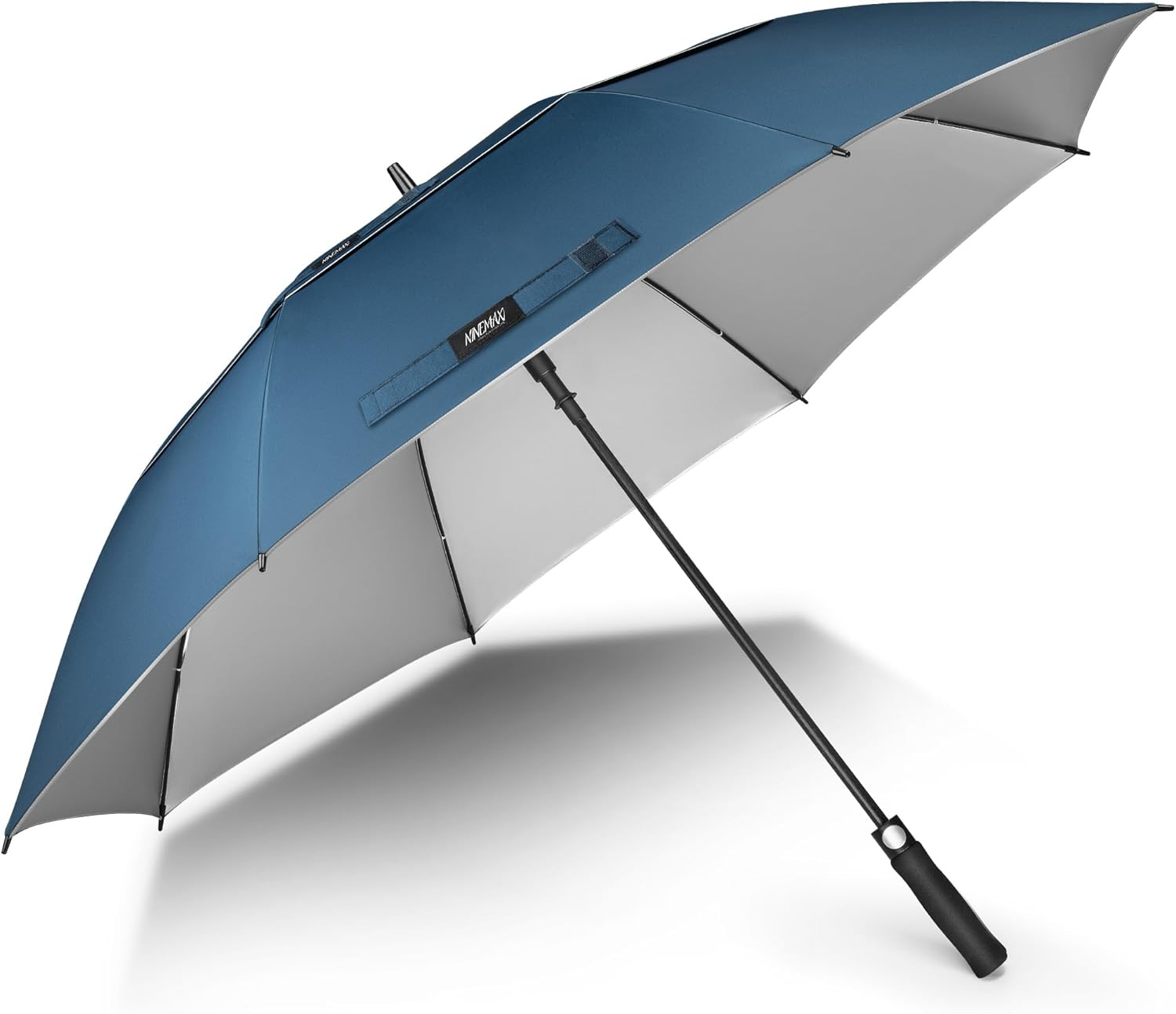 NINEMAX UV Golf Umbrella for Sun Protection 62/68 Inch, Large Sun Umbrella Windproof and Rainproof Strong UPF 50+, Reflective Golfing Brolly Double Canopy Heavy Duty for Men Women image number 2