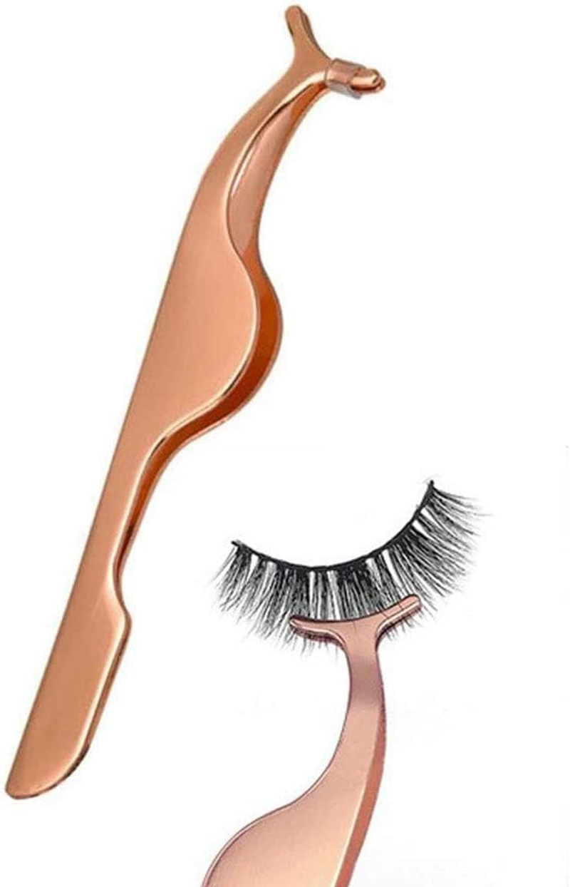 Custelen Rose Golden False Eyelashes Applicator Tool - Eyelash Extension Tweezers & Remover Clip Nipper Setz image number 4