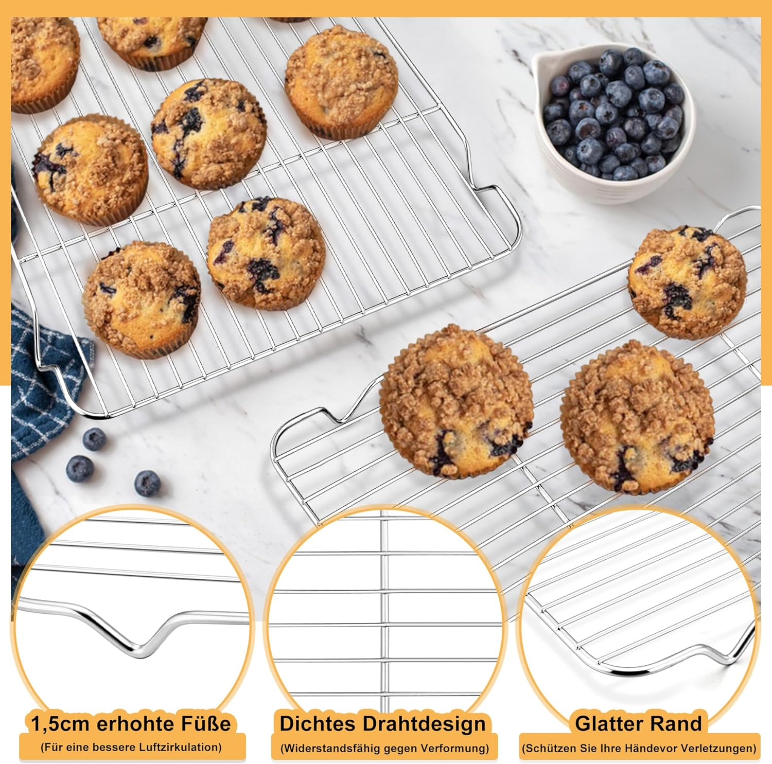 Haware Cooling Rack Set of 2 &ndash; 41.5 X 29 X 2 Cm image number 2