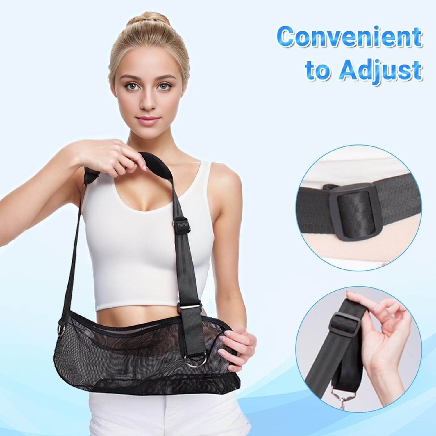 Arm Sling for Shower Men and Women,Breathable Mesh Shoulder Sling for Left Arm Support,Arm Sling Shoulder Immobilizer for Dislocation, Fracture,Rotator Cuff Injury(S)