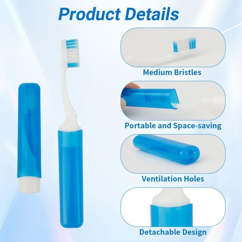 Soft Bristle Mini Foldable Tooth Brush with Case, 10Pcs Mini Folding Traveling Tooth Brushes with Case, Foldable Travel Toothbrush, Soft Bristle Travel Folding Toothbrush with Toothbrush Box