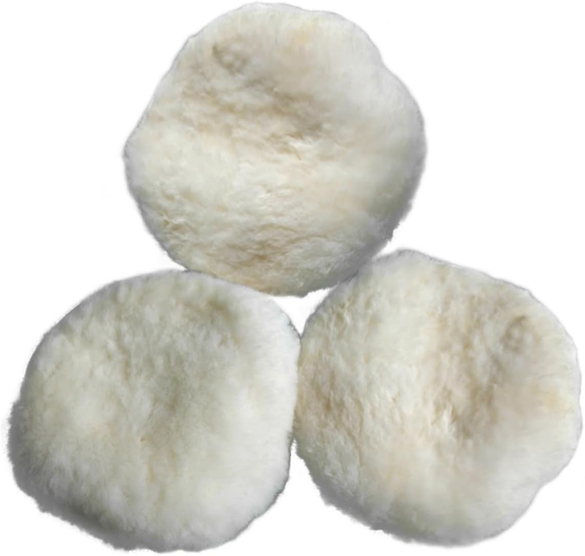 VALICLUD 3 Piece 7 Inch Wool Buffing Pad Set for Car Polishing and Compound Cutting, Hook and Loop Attachment, Automotive Body Repair Buffing Polishing Equipment