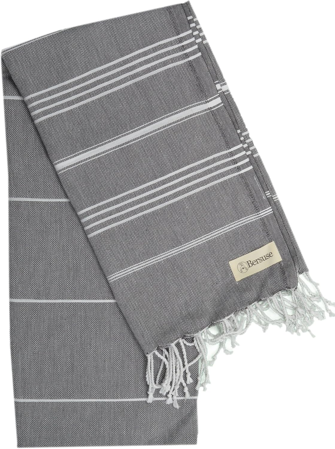 Bersuse 100% Cotton Anatolia Turkish Towel - 37X70 Inches, Anthracite image number 2