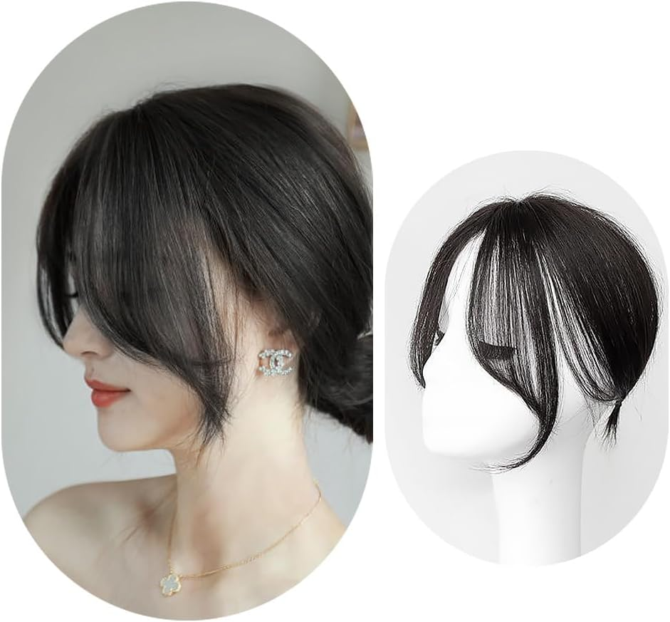 Air Bangs Hair Extensions Natural Hairs Extensions Hairpieces for Women Girl Bang Hairpieces for Women with Thinning-Hair for All Face Type (Natural)