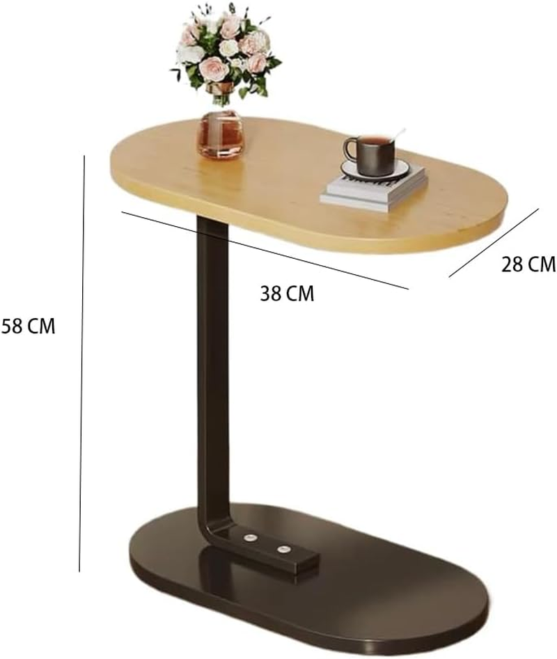 TOMVAES End Table Sofa Side Table Standing Desk Coffee Table with Rigid Steel Pipe C Shaped round Desktop Night Stand for Livingroom, Bedroom (Wood) (Wood) image number 4
