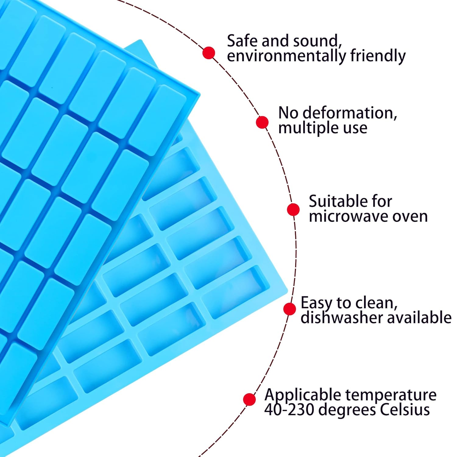 2 Pack of 40 Cavities Narrow Rectangular Chocolate Molds/Silicone Caramel Molds/For Fudge, Truffles, Nuts, Caramel/Ice Cube Tray Molds. image number 5