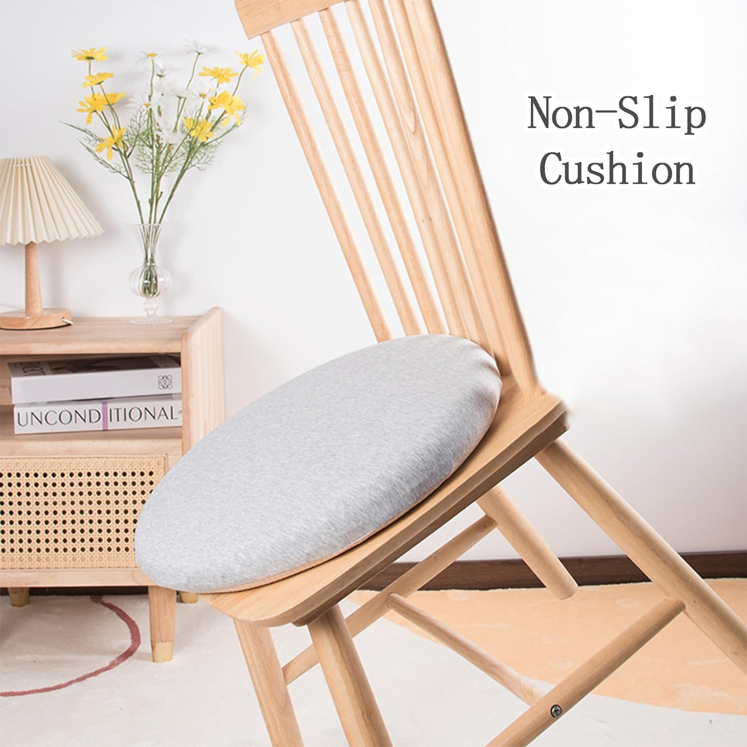 Seat Cushion Chair Pad, round Non-Slip Comfortable Floor Soft Chair Mat Office Bedroom Living Room Kitchen Chair Cushions (Gray)