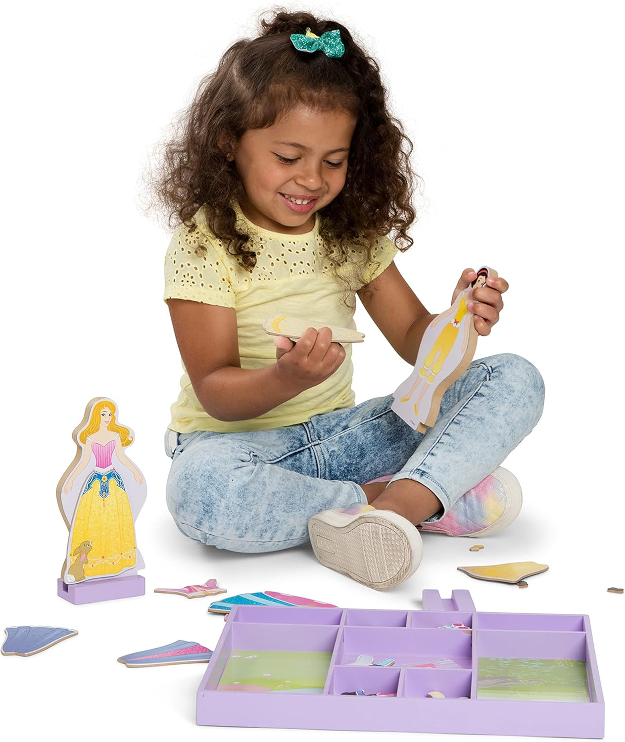 Melissa & Doug Disney Sleeping Beauty and Snow White Magnetic Dress-Up Wooden Doll Pretend Play Set (40+ Pcs) image number 2