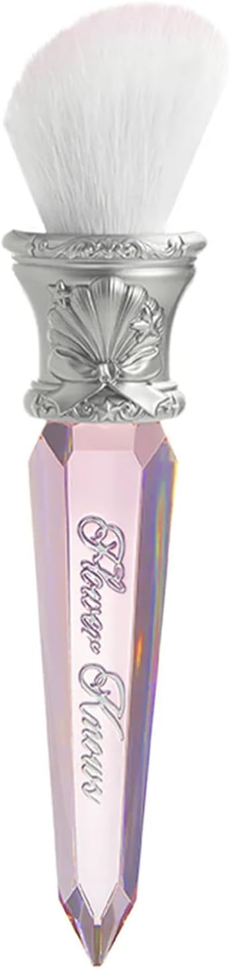 Flower Knows Shell'S Jewel Angled Blush Brush,Soft Powder Blush Brush for Cheeks,Face Makeup Brush for a Sculpted Look,Lightweihgt,Vegan & Cruelty-Free(Crystal Pink)