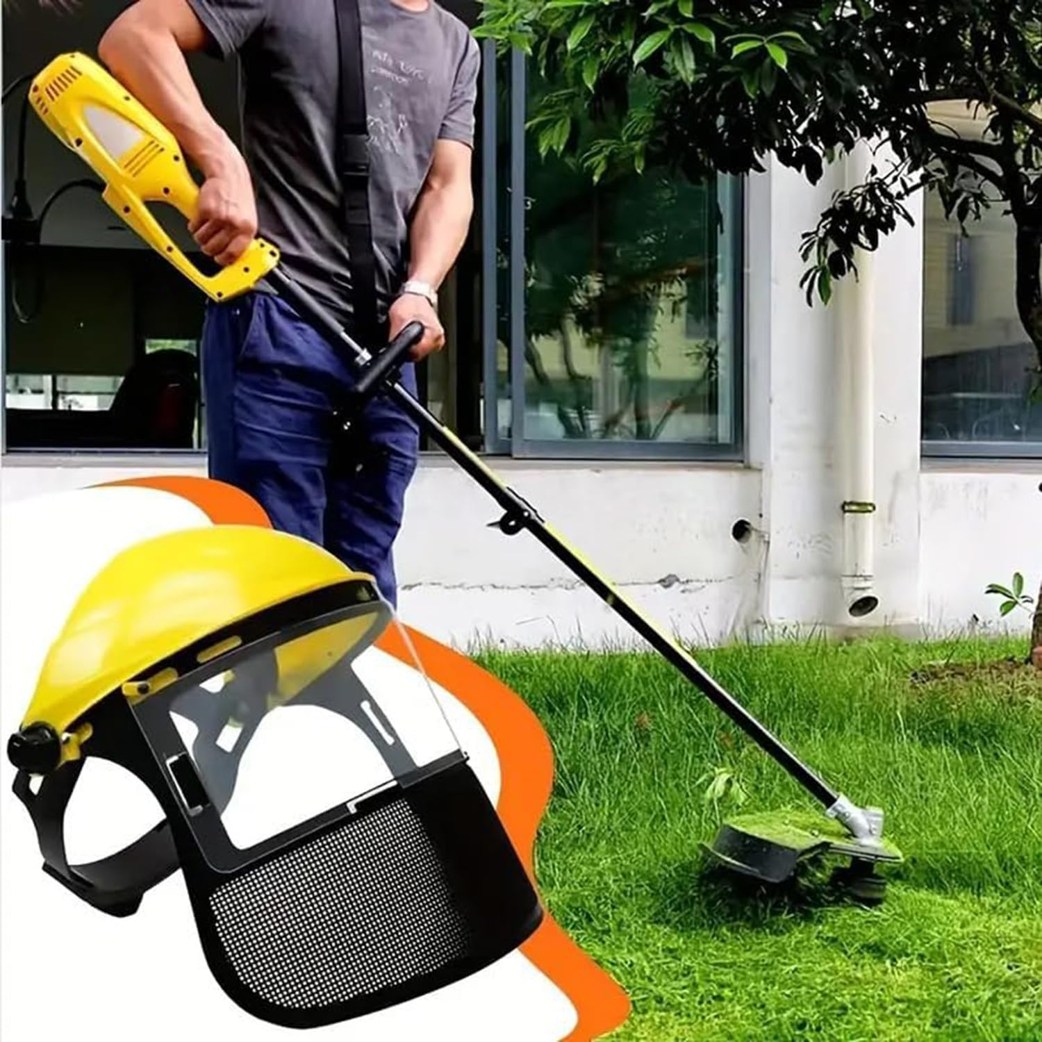 Strimming Logging Helmet, Safety Face, Strimmer Visor Face, Chainsaw Helmet Strimmer Face Guard Face Protection Shield Forestry Hat for Gardening Logging Lawn image number 2