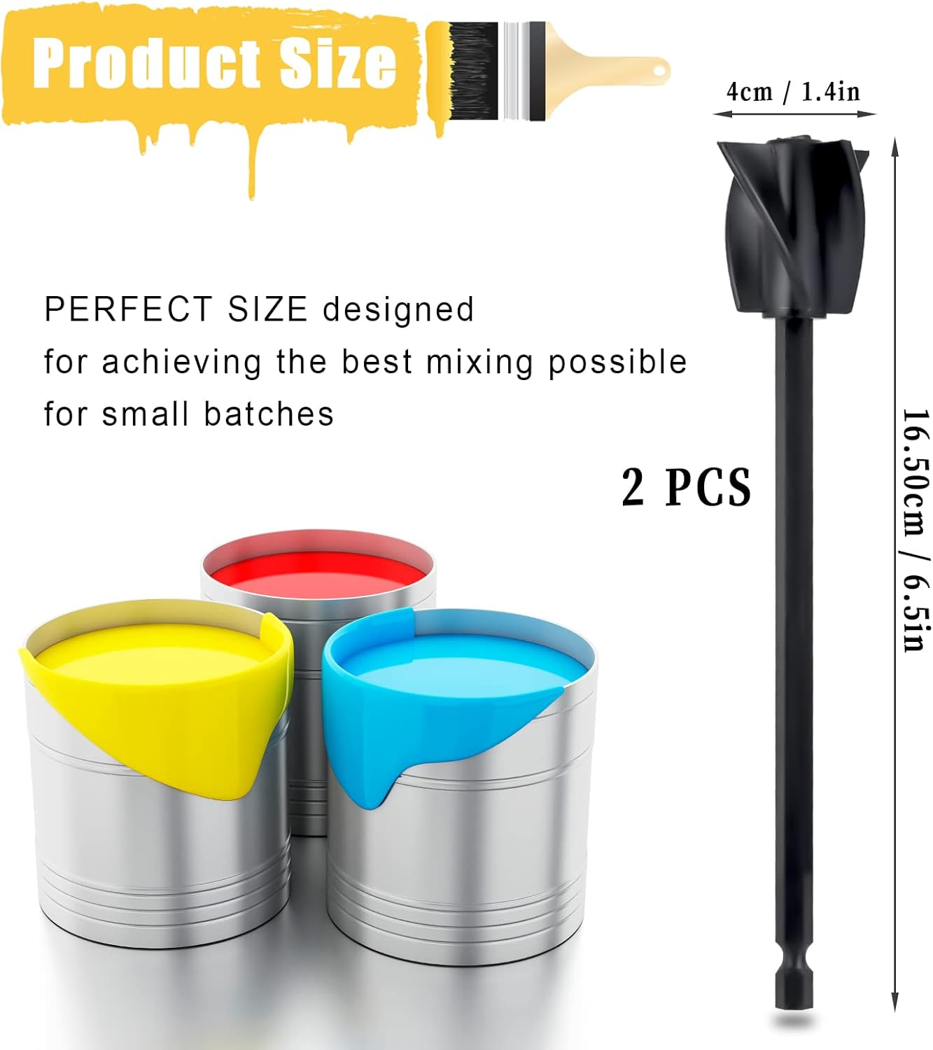 TOYMIS 2Pcs Epoxy Resin Mixer, Reusable Epoxy Mixer Paddles Resin Mixer Paddle Drill for Epoxy Mixer Ceramic Glaze for Painting Stirrer Epoxy Drilling Mixing (Black)