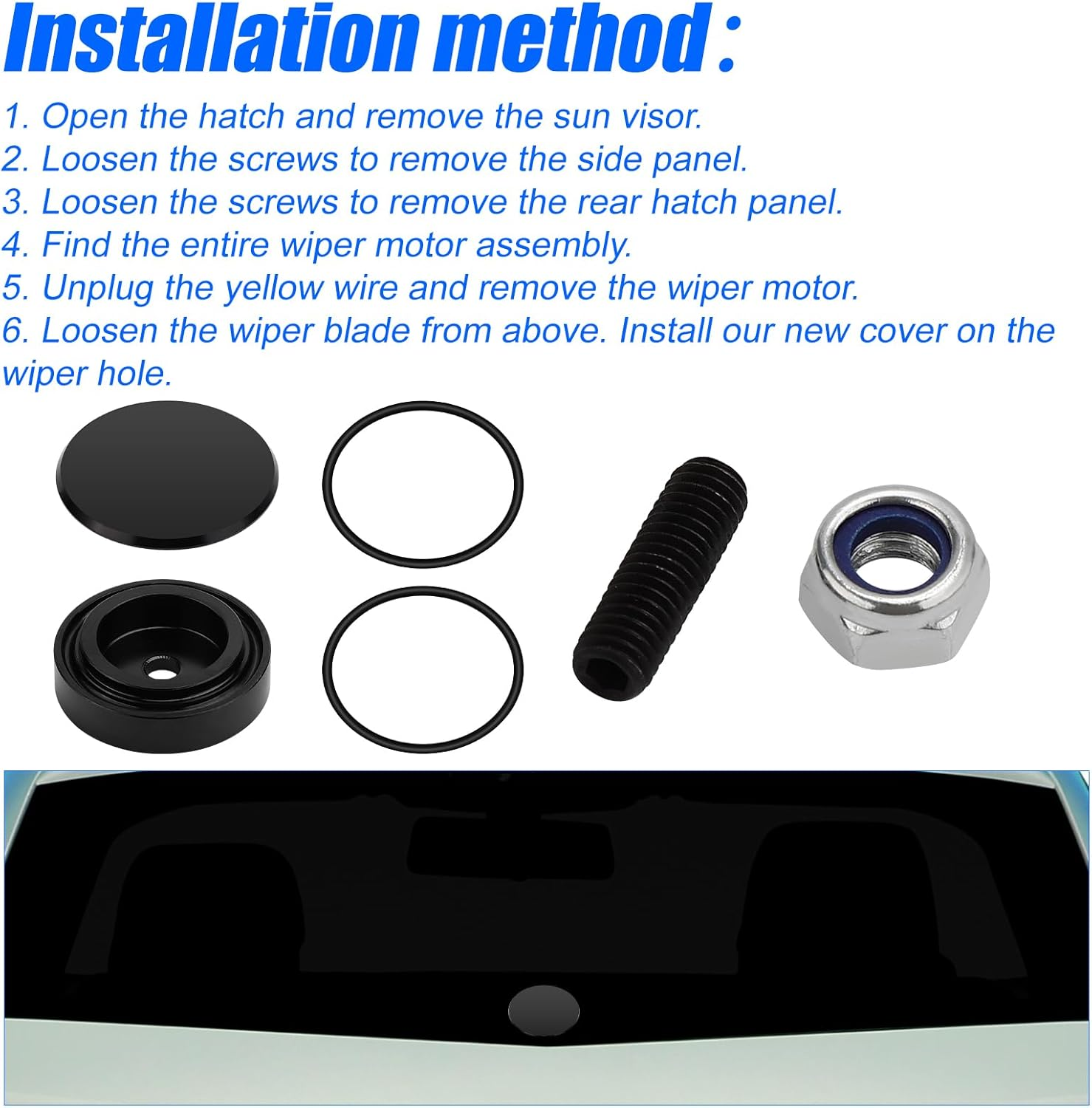 Rear Wiper Delete Plug Kit, Windshield Wiper Plug Rear Window Wiper Cap Wiper Plug Cover Compatible with Honda, Mazda, BMW