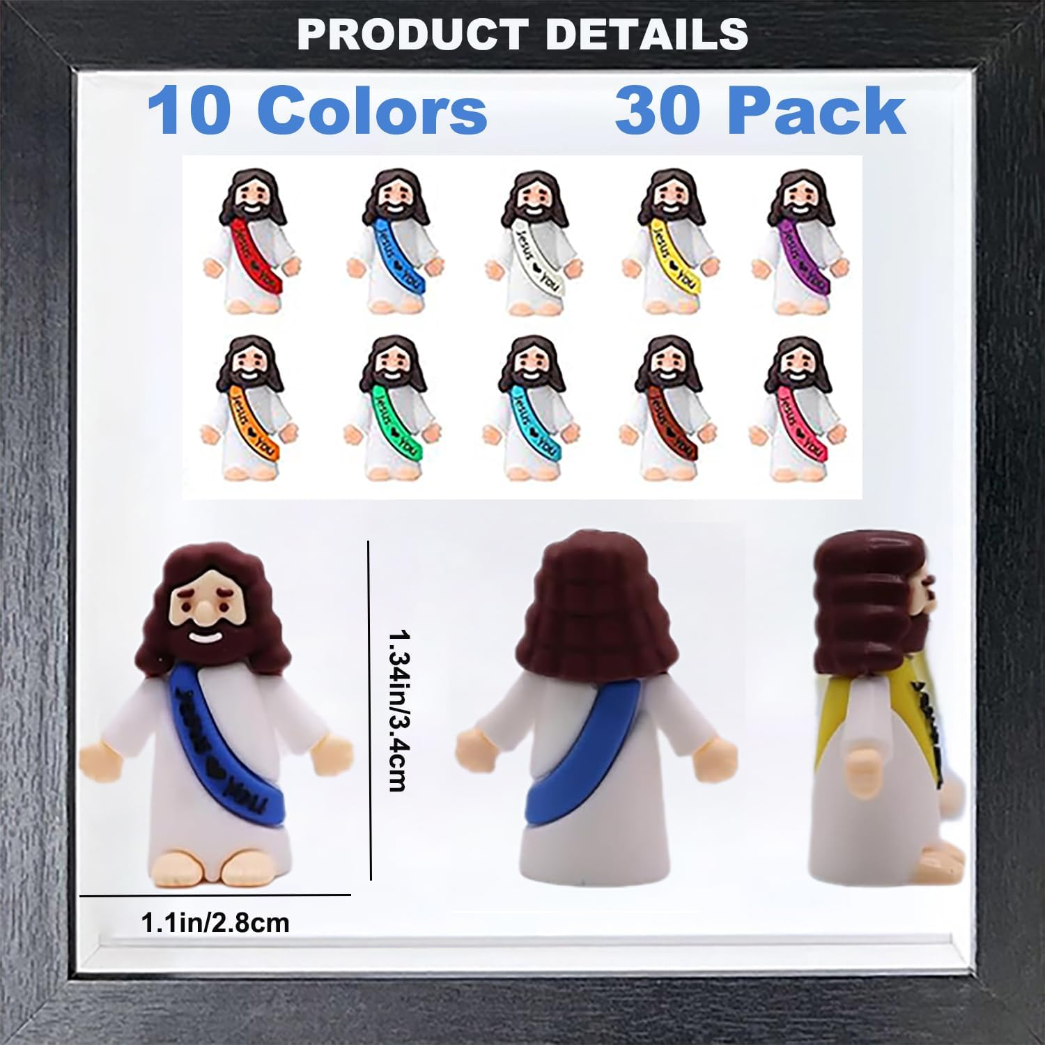 Little Jesus Figures, 30 Pcs, Mini Jesu Figurines in Bulk, Multicolor Tiny Jesus Love You Figures to Hide and Seek, Seek Religious Gifts for Easter Egg Stuffers