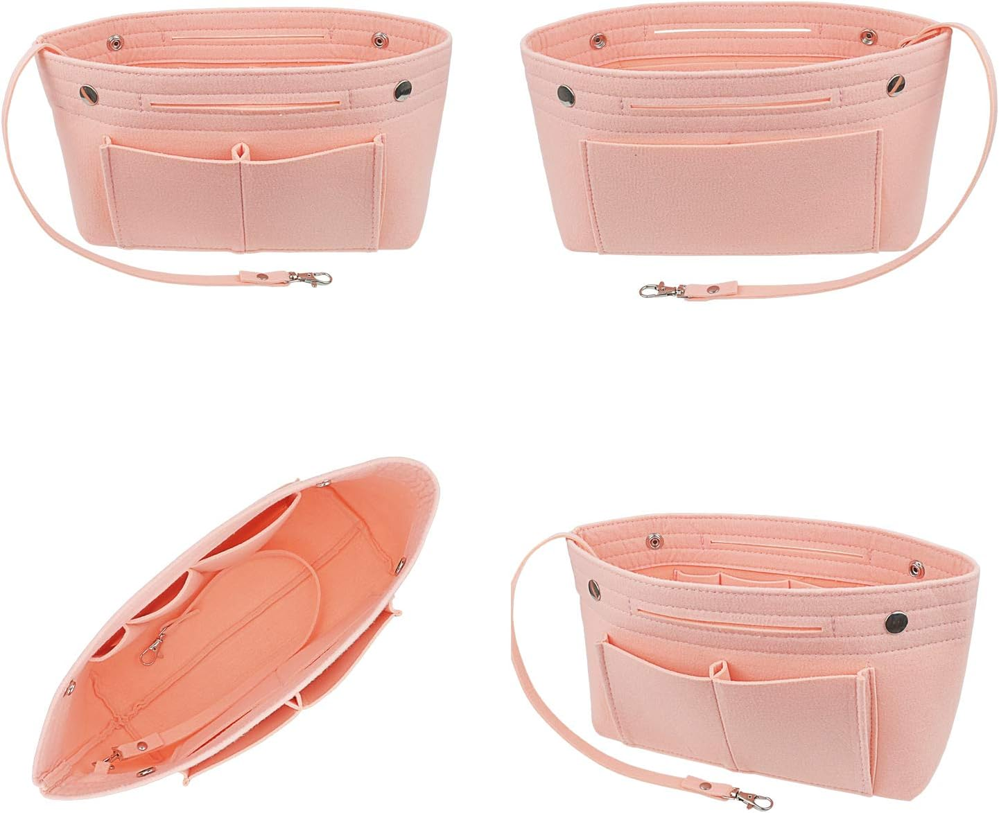 YIICOOLY Felt Tote Handbag Purse Organizer Insert Divider Shaper Bag in Bag, Light Pink, Large image number 5