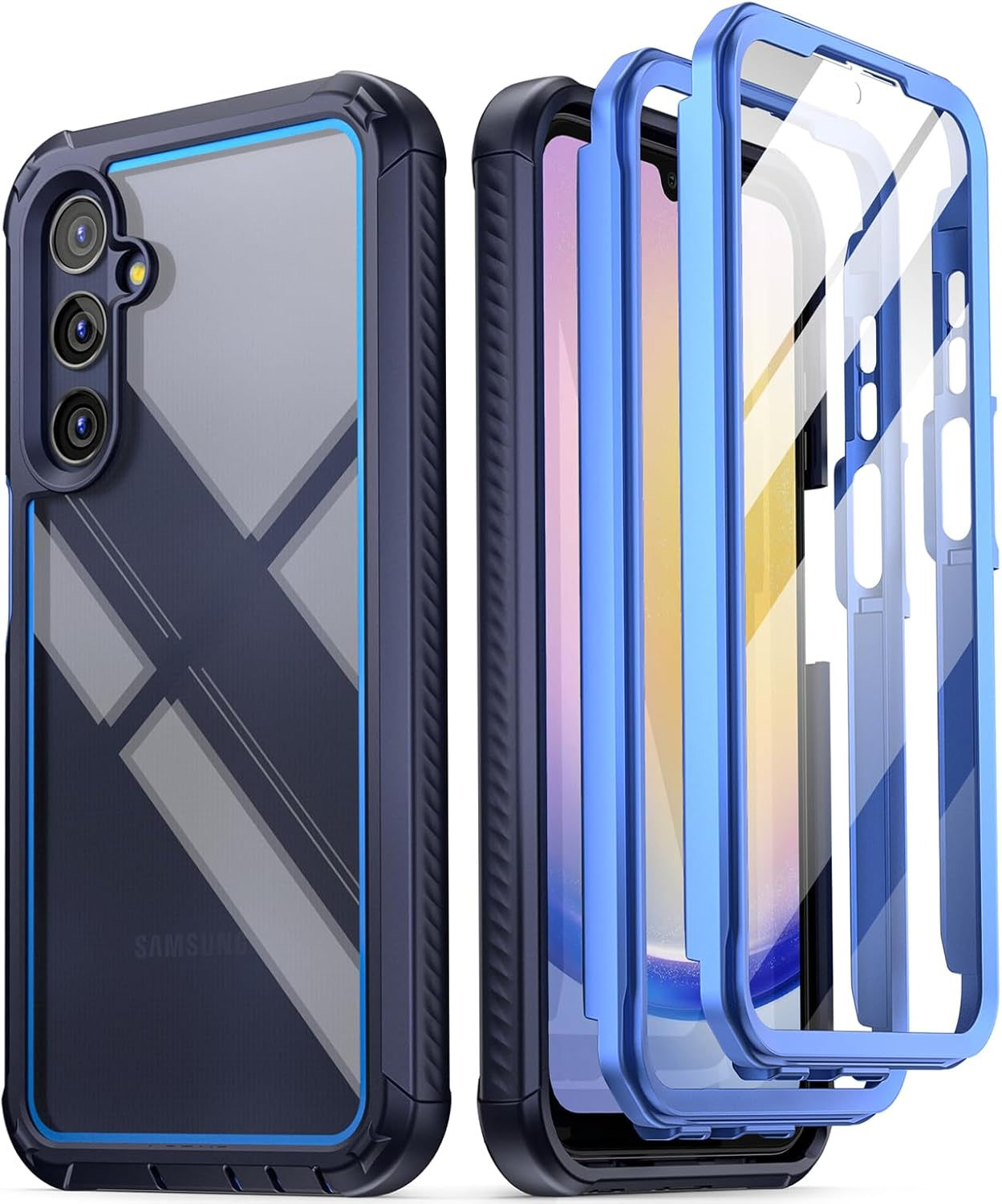 Poetic Guardian Case for Samsung Galaxy A56 5G, [2 Front Frame] [20 FT Mil-Grade Drop Tested] Full-Body Hybrid Shockproof Cover with Built-In Screen Protector, Black/Clear