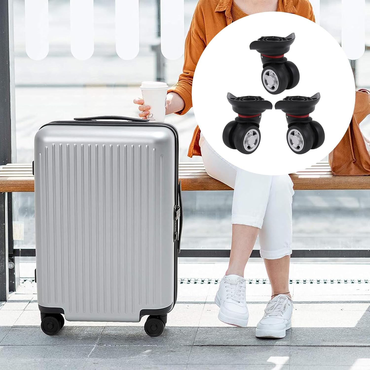 RDEXP 3 X Swivel Luggage Wheels Suitcase Replacement Repair Wheel 3.58 Inch Right W055