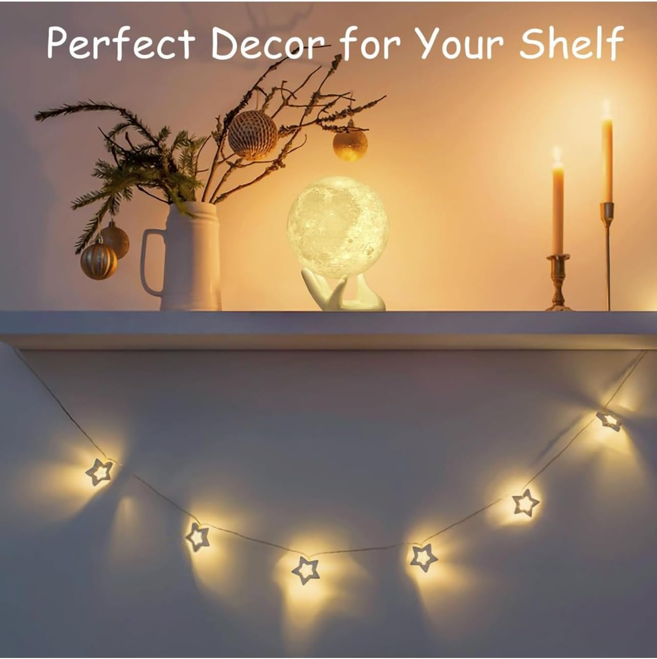 Moon Lamp with Hand Holder 16 Colours-4Inch 3D Lunar | Artful Home Decor | Moon Lamp Night Light for Bedroom | Perfect for Women, Men, Wife, Dad, Girl, Child, Kids & Baby Birthday. image number 6