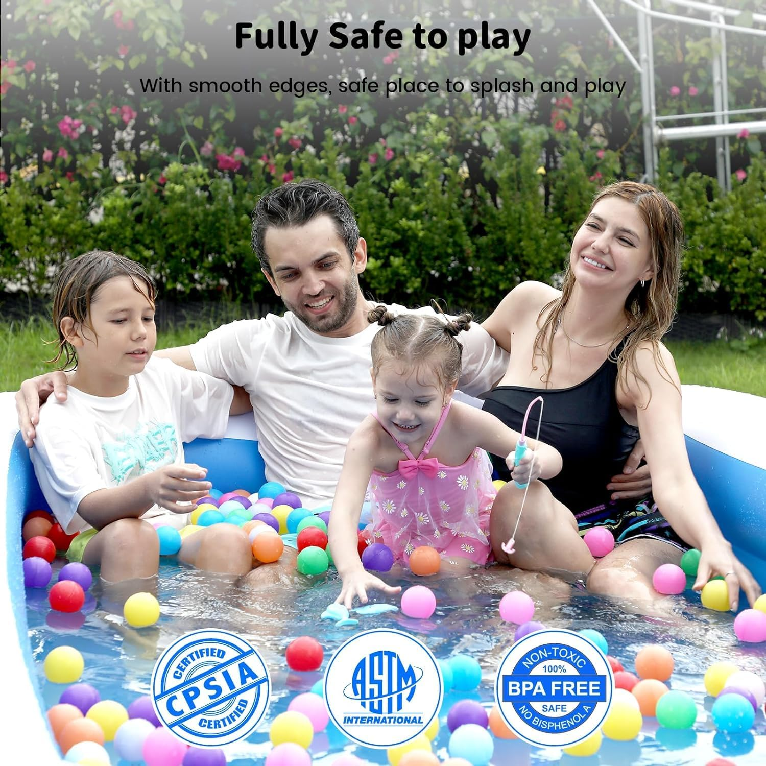 Inflatable Paddling Pool,305Cm Giant Inflatable Deep Pool, Padding Pool Swim Centre Pools for Kids Adults Family Rectangle Swimming Pool with Inflatable Soft Floor for Backyard,Garden (305Cm) image number 6