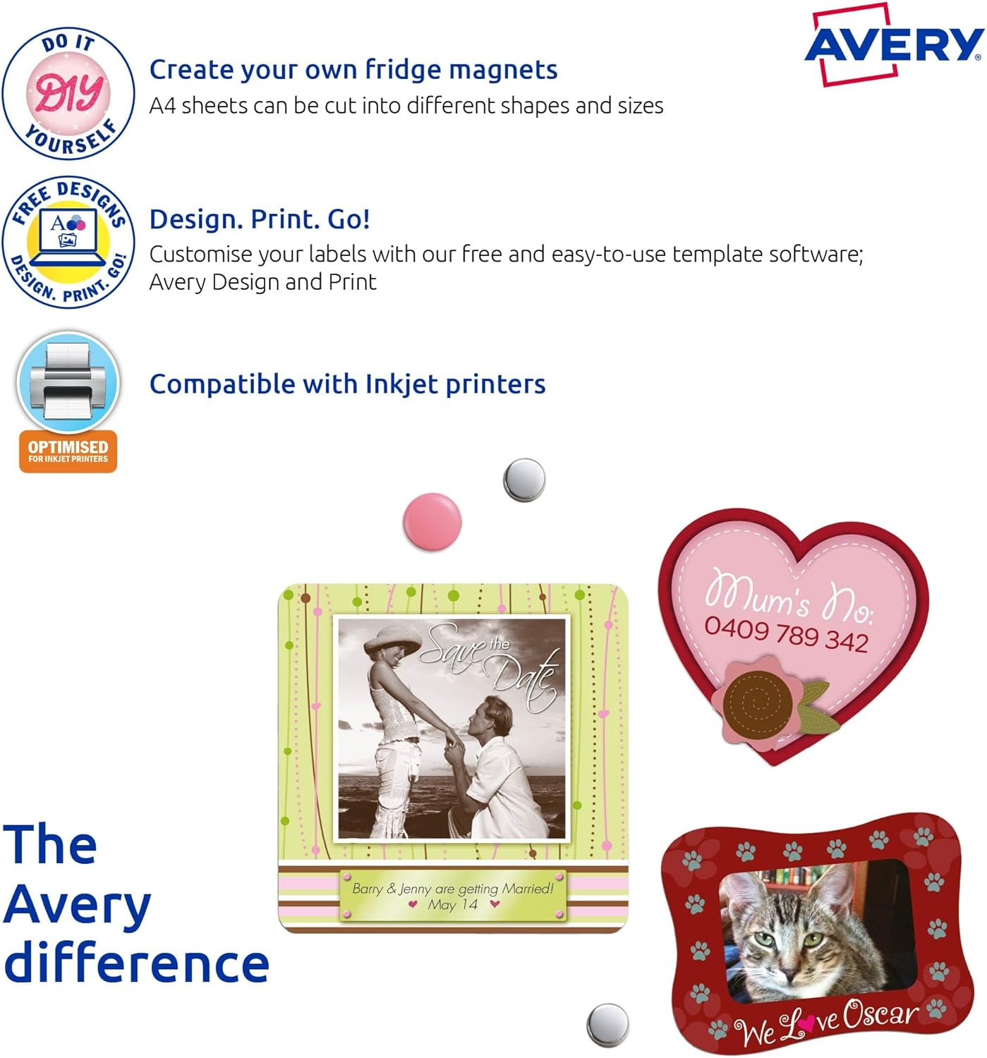 Avery A4 Magnet Sheets for Inkjet Printers - Fridge Magnets - Home D&eacute;cor Products - A4, 3 Sheets (71021 / C9415) image number 5