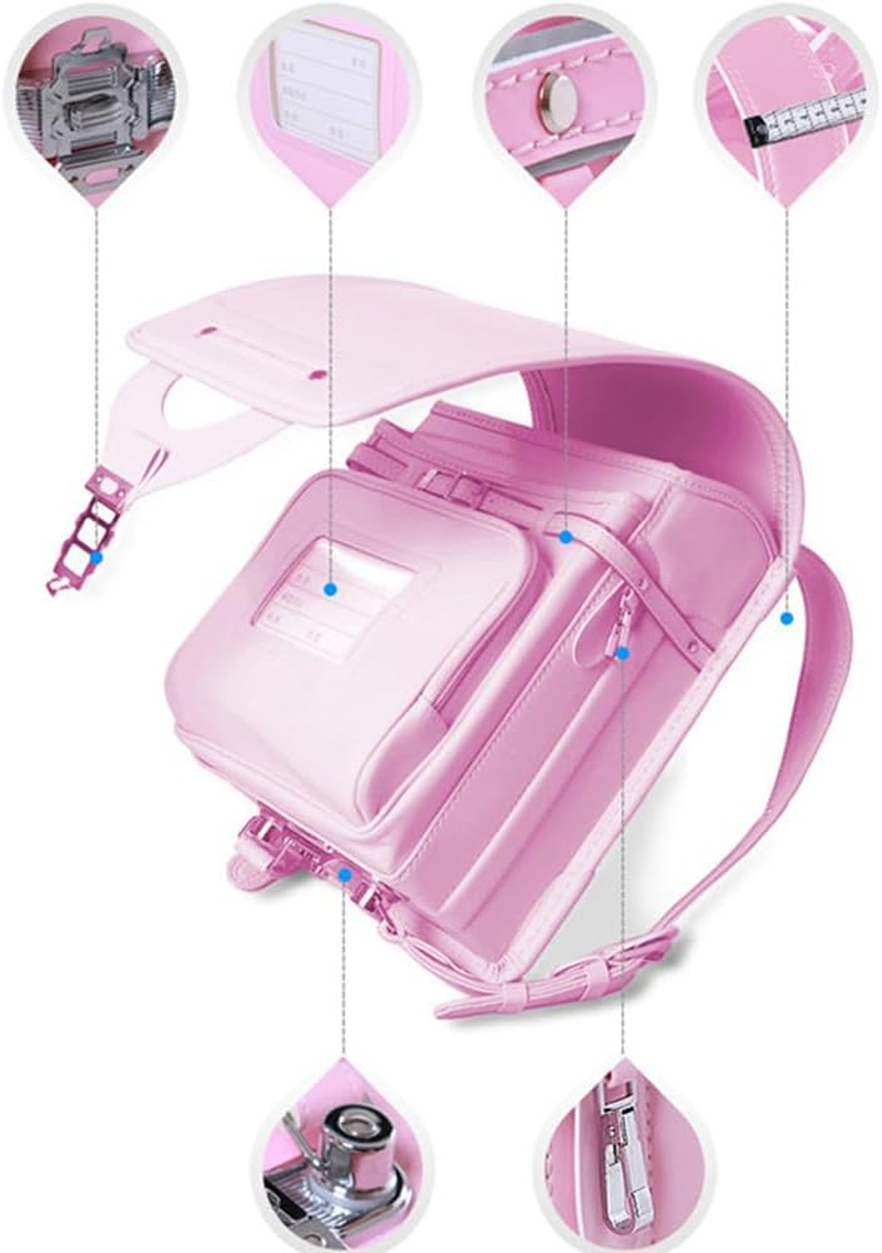 Star-Wind Ransel Randoseru Automatic Japanese School Bags for Boys Girls Senior PU Leather Light Weight Rain Cover, Deep Blue, Japanese image number 5