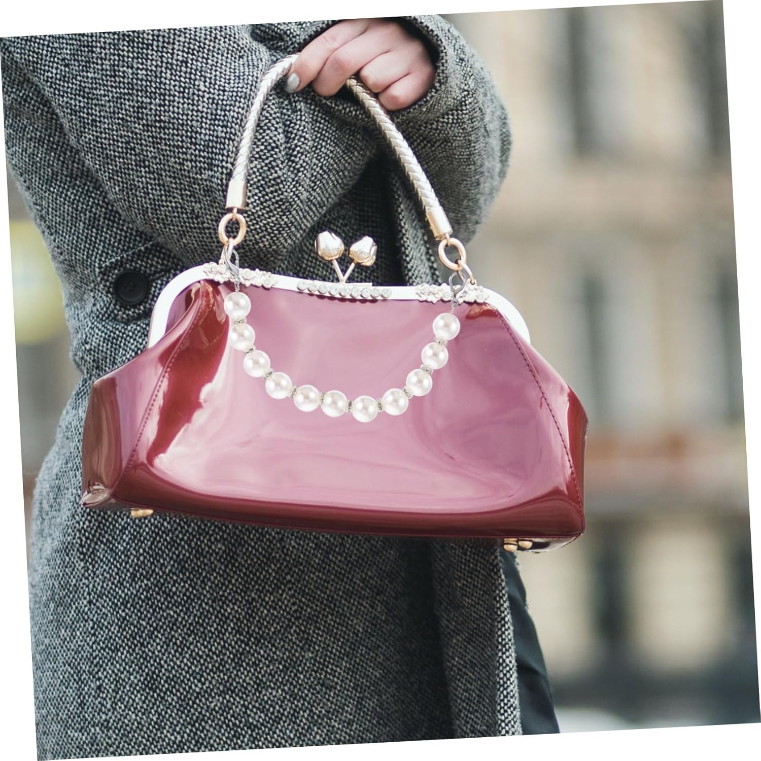 HAPINARY Fashionable Metal Pearl Chain Bag Strap Luggage Strap DIY Purse Chain Replacement for Old Broken image number 5