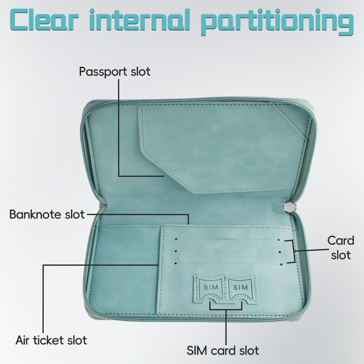 Lotsdonxia Slim PU Leather Passport Holder &ndash; Compact Travel Wallet, RFID Document Organiser with Card Slots, Holiday or Business Essential for Men and Women, Blue, 11.5X19X2.5Cm, Modern image number 4