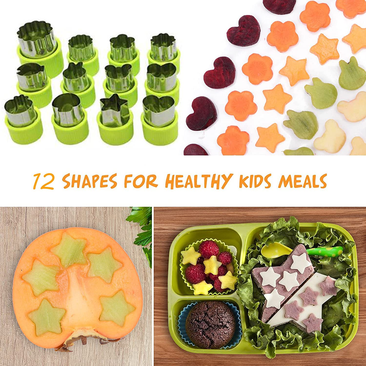 Sandwich Cutters for Kids, 28-Piece Set, 6 Kid Sandwich Cutters Shapes, 12 Vegetable Cutters Shapes, 10 Fruit Fork Bento Deco image number 4