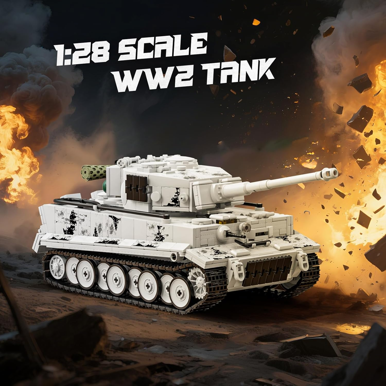 Brihappen Military Tiger Heavy Tank Building Set for Adults Boys 14+, WW2 Army Tank Model to Build and Collectible Display, Home Office Decor, Creative Birthday Gifts for Military Fans (1802 Pieces) image number 1