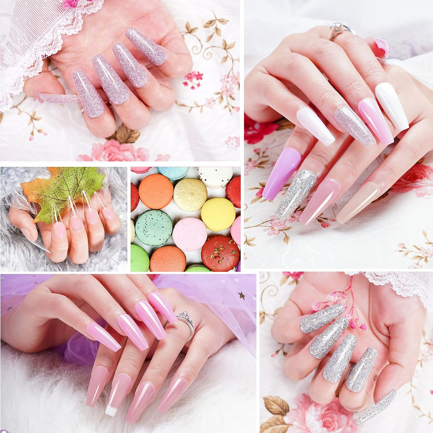 Wakaniya Dip Powder Nail Kit-12 Colors Dip Manicure Kit Pure and Glitter Dipping Powder Set with Base Top Coat for Professionals Beginners Gorgeous Fall Winter Classic French Nail Art Home Salon DIY image number 1