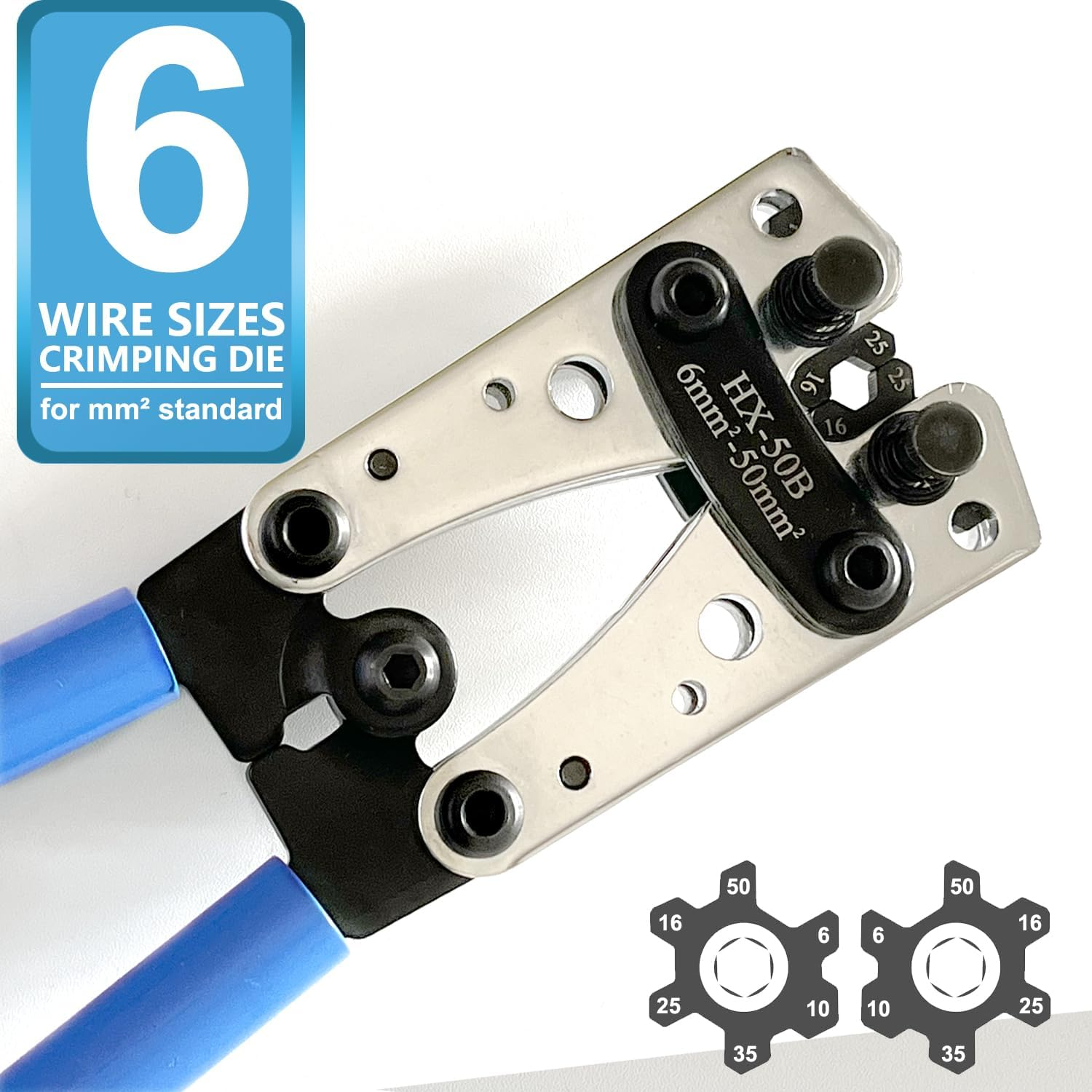 Fullfun Battery Cable Lug Crimping Tool with Wire Cutter for Heavy Duty Wire Lugs, Battery Terminal 6-50Mm&sup2;, Wire Crimper for AWG 10-1/0 Electrical Lug