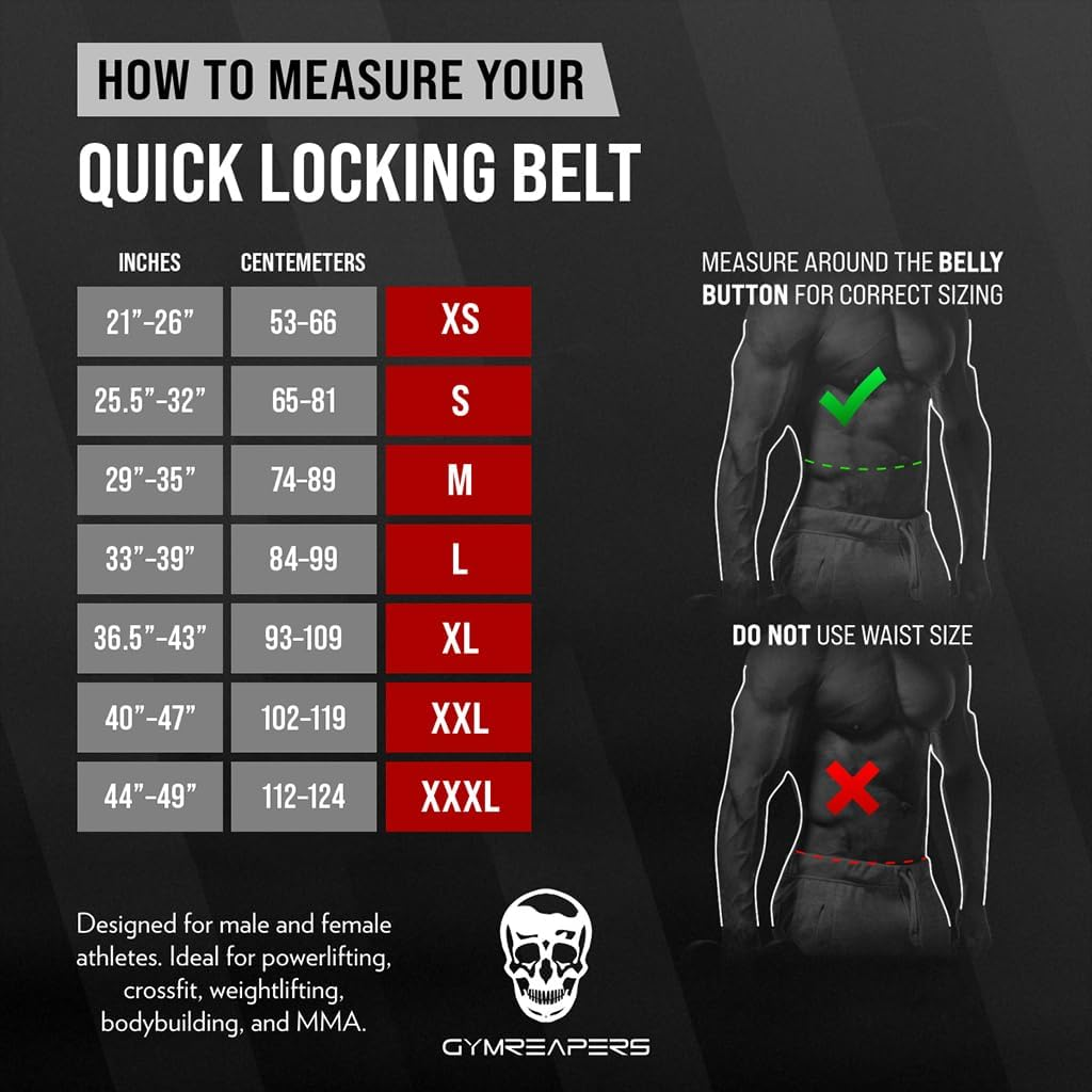 Gymreapers Quick Locking Weightlifting Belt for Bodybuilding, Powerlifting, Cross Training - 4 Inch Neoprene with Metal Buckle - Adjustable Olympic Lifting Back Support image number 2