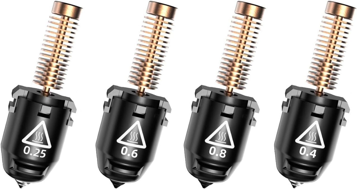 FLASHFORGE Adventurer 5M Nozzle, 4-Pack Nozzle Bundle, 280℃ High Flow 32Mm&sup3;/S Nozzle for Stable High-Speed Printing, Adventurer 5M Pro Hotend, 3S Quick-Detachable Nozzle