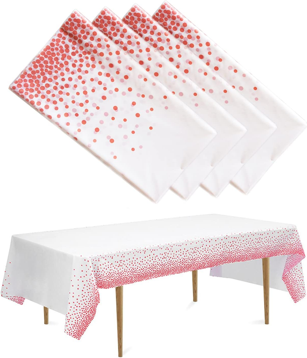 Disposable Plastic Tablecloths, 4 Pack White and Pink Sequins Tablecloth 54" X 108" Party Table Cover Table Runner for Rectangle Tables up to 8 Ft and Birthday Wedding Christmas New Year BBQ Banquet - A-Gold image number 3