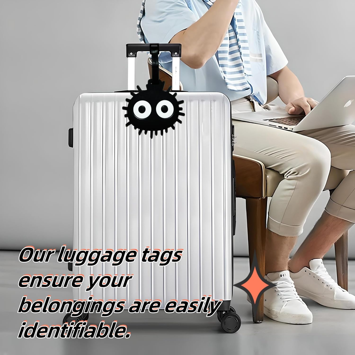 ANINIUCN Dust Bunny Silicone Luggage Tag &ndash; Cute Quirky ID Label for Suitcases, Backpacks & Travel Bags &ndash; Fun Travel Accessory for Teens & Adults - Cartoon Poop-A image number 2