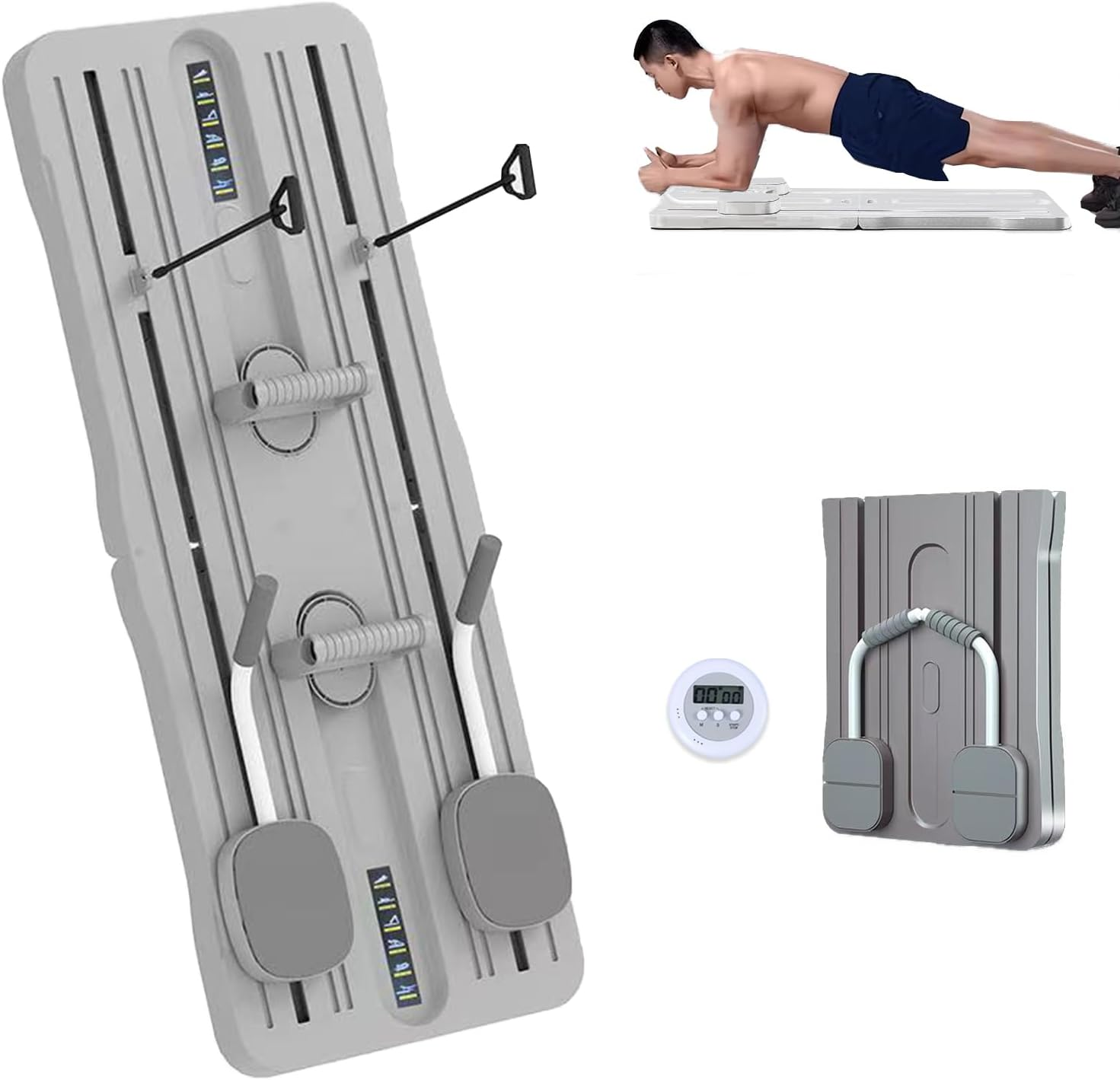 Pilates Board, Pilates Reformer, 5 in 1 Multi-Functional Fitness Board, Suitable for Core Training, Fat Burning, Pilates, with Automatic Rebound Design, Simple Operation, Easy Storage